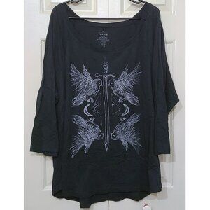 Torrid Sword Bird Moon Goth Scoop Neck Graphic Tee